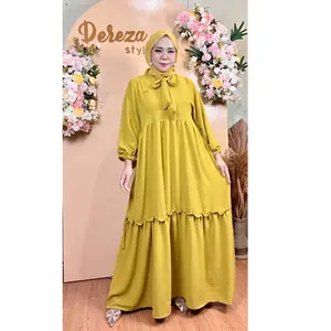 Arumi dress cringkel airflow terbaru / gamis arumi bahan cringkel airflow terbaru Wanita Crinkle Muslim Maxi