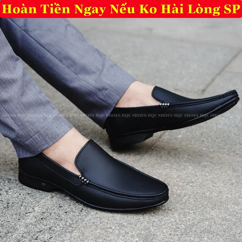Giày lười nam da bò sáp đế cao su khâu viền chắc chắn HQ0190 Mũi vuông Shoes 0