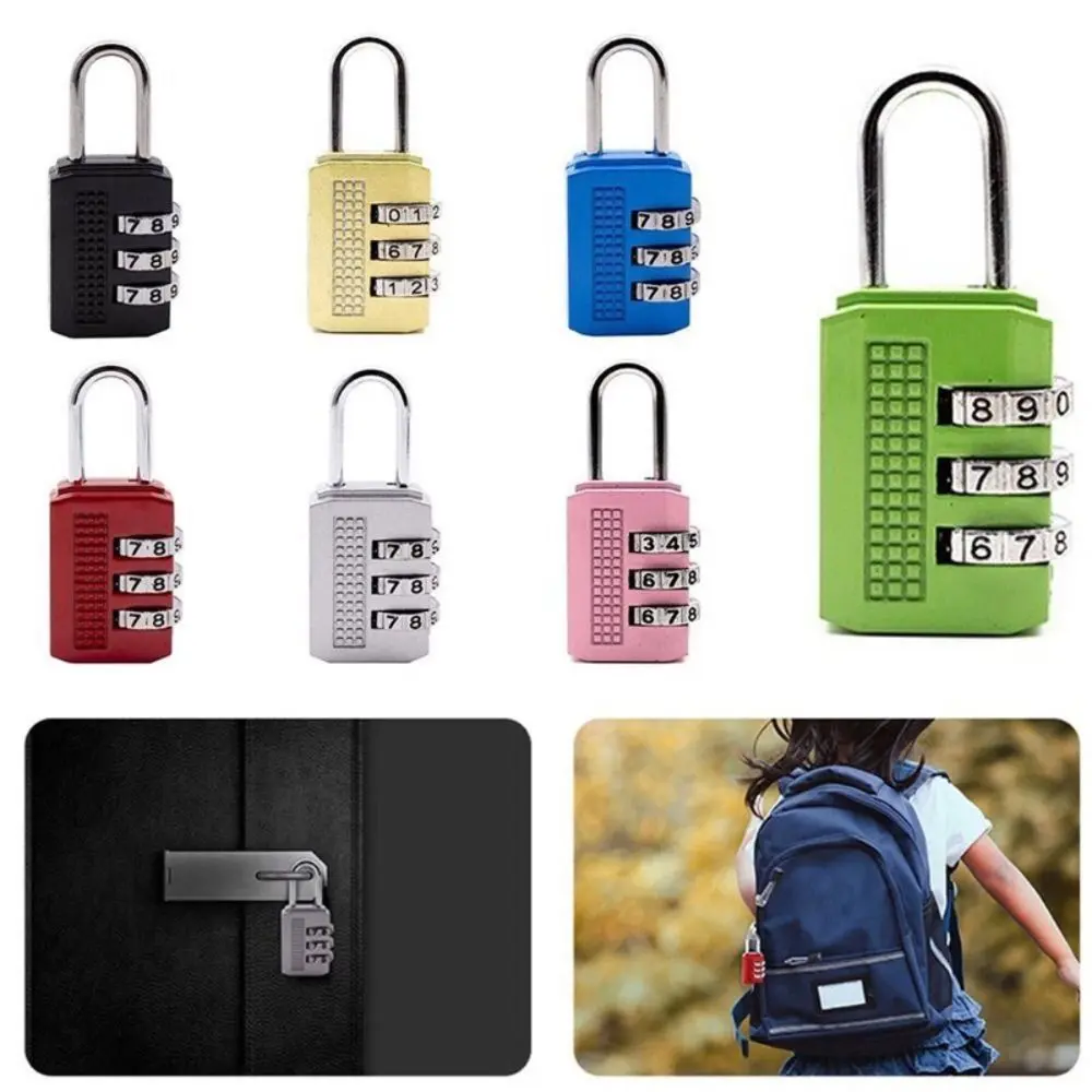 Khóa Số Mini, Đa Chức Năng, Bền, Màu Trơn Khóa Mật Khẩu, Chống Trộm, Ổ Khóa Hợp Kim 3 Chữ Số Thích Hợp Cho Túi Xách