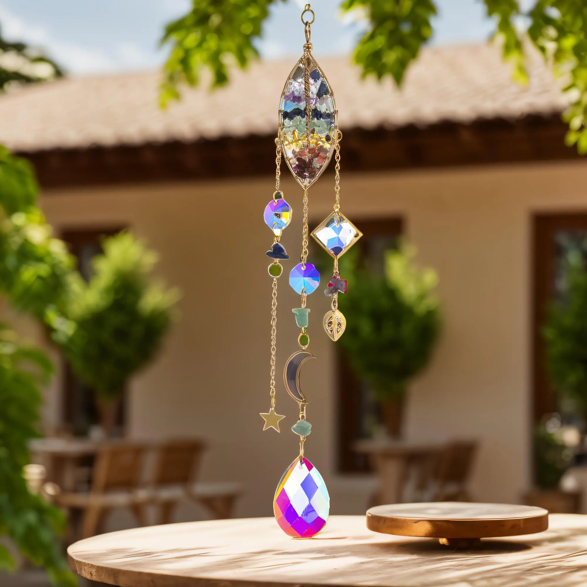 Colorful Tree Design Hanging Decor, 1 Piece Sun Catcher Hanging Ornament, Hanging Decor for Home Garden Party Wedding, Hangable