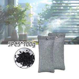 5PCS*100G Bamboo Charcoal Air Purifying Bag Air Purifier Mobil Penghilang Bau Mobil Penghilang Penyerap Bau Mobil Bamboo Charcoal Penghilang Penyerap Bau Serbaguna