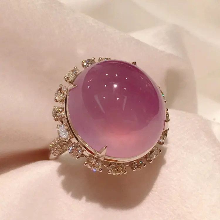 Nhẫn Mặt Dây Chuyền Đá Cẩm Thạch Màu Hồng Tím, Dành Cho Nam Và Nữ, [Hồ Đào], Bạc Sterling S925 Đá Violet, Dát Mặt Trời 0