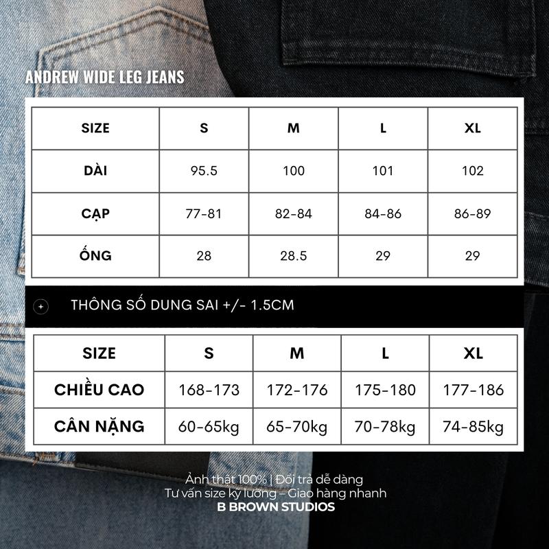 [SALE ĐÓN HÈ] Quần Jeans Nam Nữ Form Wide Leg Ống Rộng Dáng Suông – Andrew Wide Leg Jeans | B Brown Studios 8