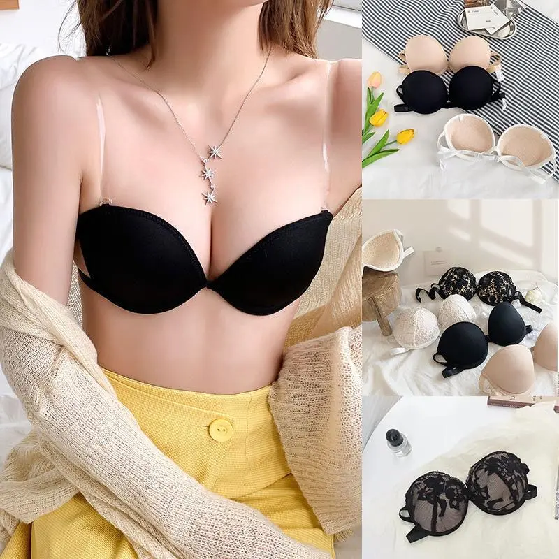 Send shoulder strap  Women‘s Non-slip Strapless Bra Push Up Seamless Backless Beauty Back Comfortable Sexy Bra Light Asian Check Lingerie Lady Basic Minimalist