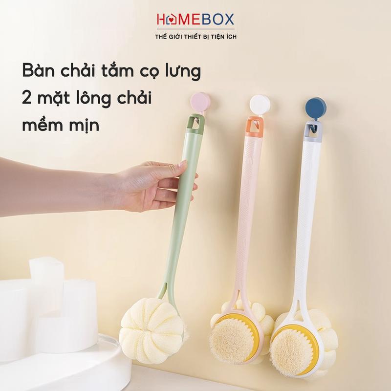 COMBO 3 Bàn Chải Cọ Lưng 2 Mặt Massage Cây Cọ Lưng Cán Dài Bông Mài Mại Tẩy Da Chết Kì Lưng Bông Tắm - Tạo Bọt Nhật Bản