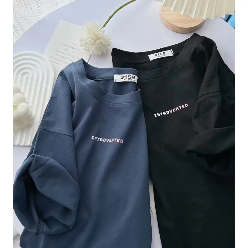 Áo thun 3158 chất cotton khô thoáng mát, form rộng tay lỡ INTROVERTED freesize < 60kg