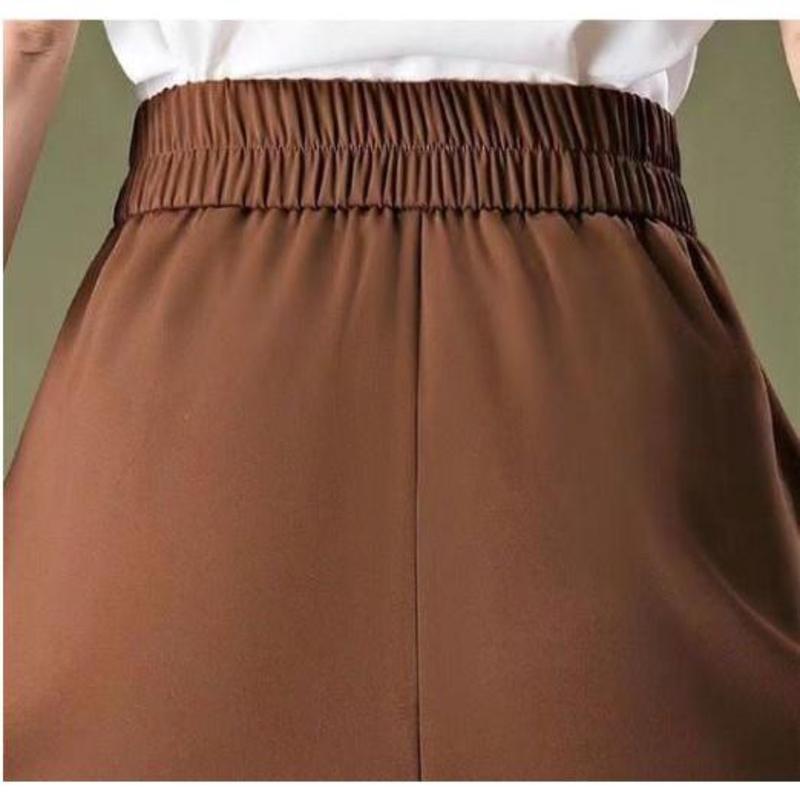 Quần ống rộng 6 NÚT culottes lưng thun sau giả váy LỬNG Nữ Women Ong Pants[GV] 3
