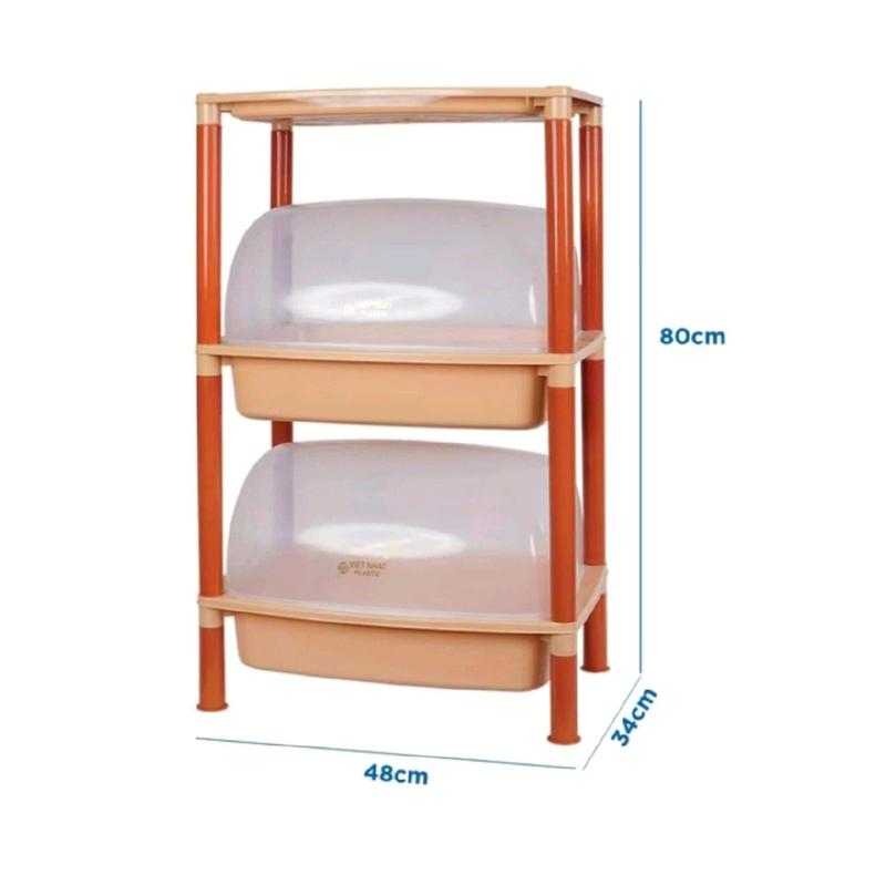 Kệ úp chén, bát 2 tầng có nắp đậy Việt Nhật Nhà Bếp (MS:5552-2) Kitchen