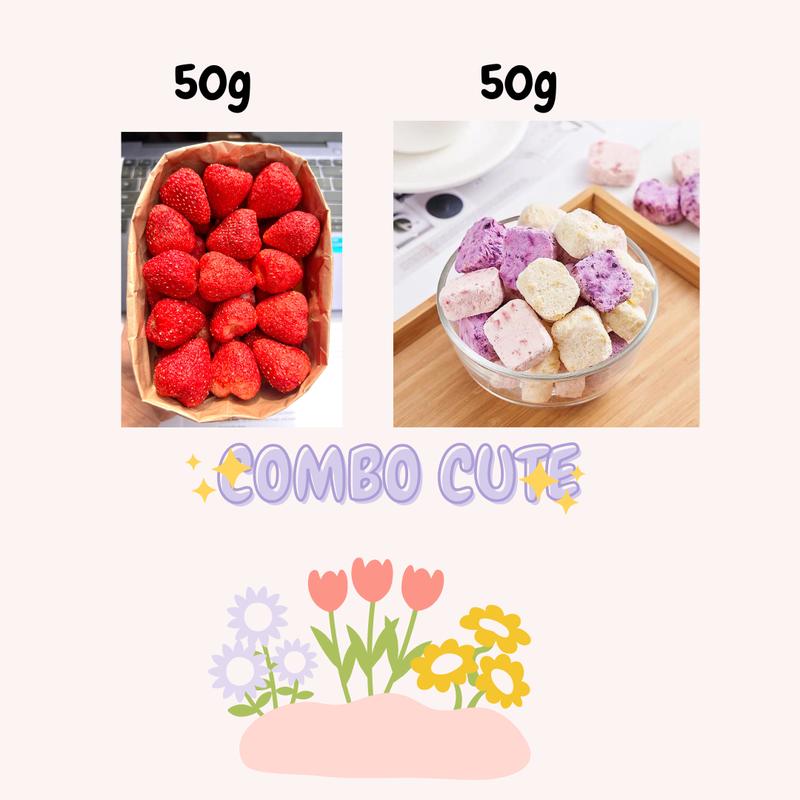 (COMBO 1) SC khô 50g & Dâu Tây Sấy Giòn Thăng Hoa 50g Tulafarm Ăn Vặt Đà Lạt Ngon Miệng Chua Ngọt Dễ Ăn,Snack Thực Phẩm Ăn Liền Food Thức Ăn Snack (D2)
