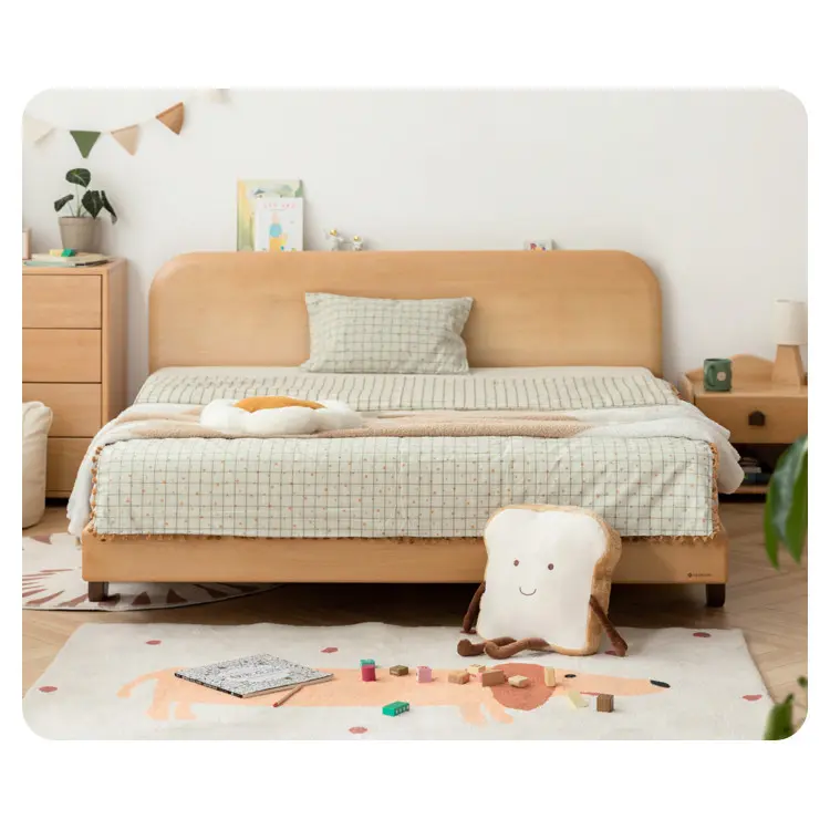 Solid Wood Bed Nordic Oak Children's Bed Modern Simple Single Bed Bed Bedroom Environmentally Friendly Fur