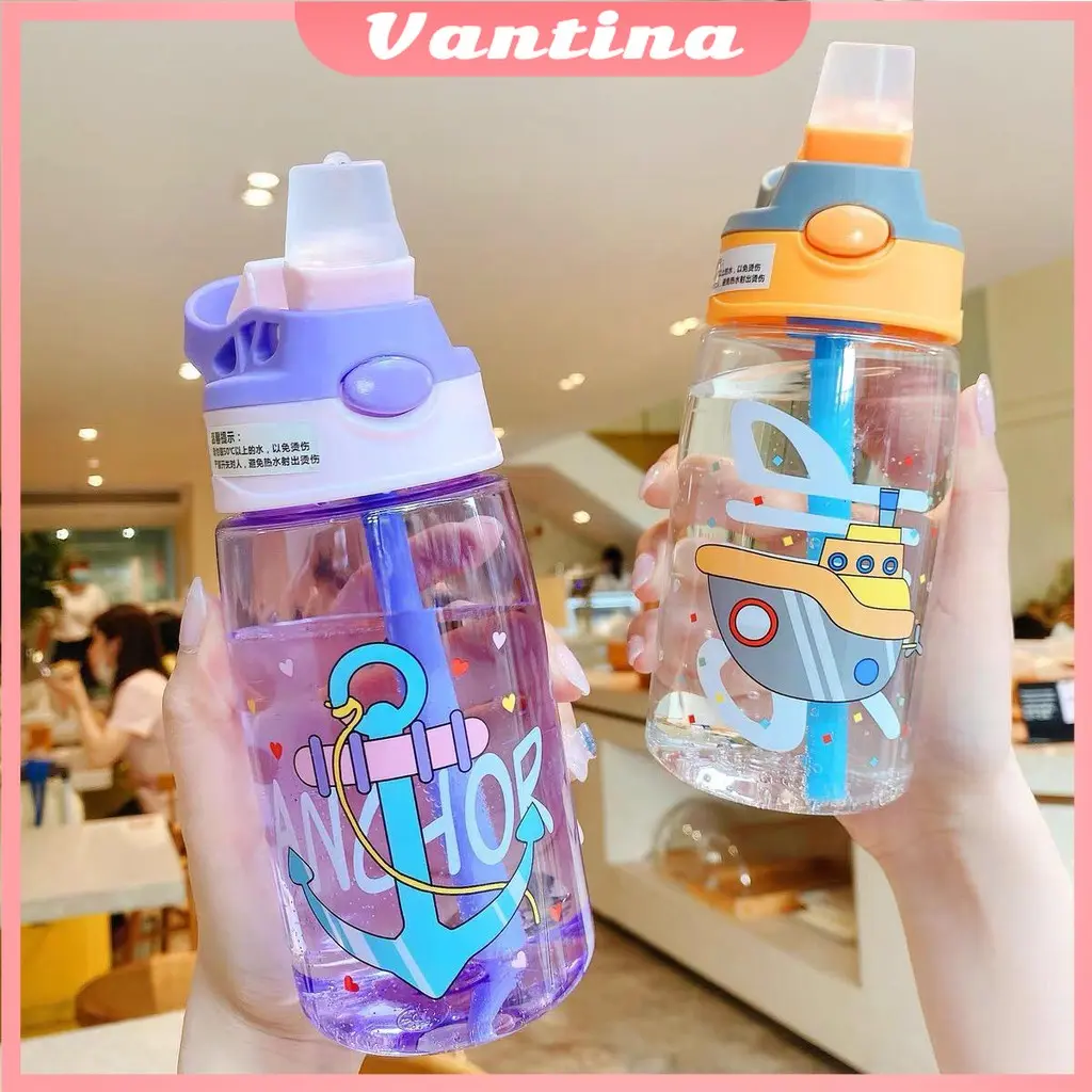 Vantina Botol Air Minum Anak 480ml & 550ml 5 Model Motif Sea Country Lucu Aesthetic Buat Sekolah Laki Laki atau Perempuan Bahan Tritan Copoliester dengan Sedotan Dijamin Kuat BPA Free Termasuk Box