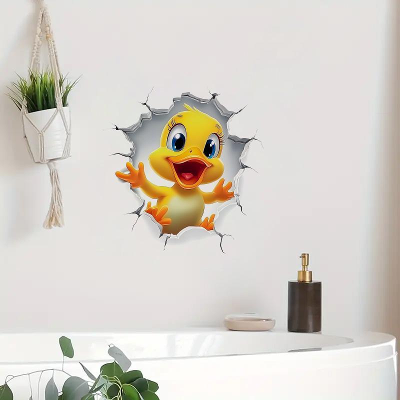 3D Cartoon Pattern Toilet Sticker, 1 Count Cute Animal Pattern Toilet Decal, Self Adhesive Toilet Lid Decal, Bathroom Decor Supplies 7