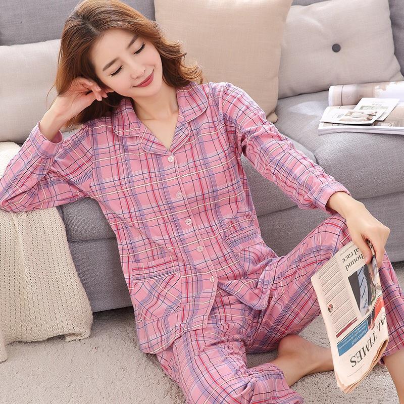 Bộ Đồ Ngủ Cotton Nguyên Chất Cho Mẹ Trung Niên Dành Cho Nữ, Tay Áo Dài, Ngoại Cỡ, Bộ Áo Cardigan, Thích Hợp Cho Phụ Nữ Trung Niên Và Cao Tuổi, Mặc Nhà, Mùa Xuân Và Mùa Thu, Có Sẵn Trong Mùa Hè 6