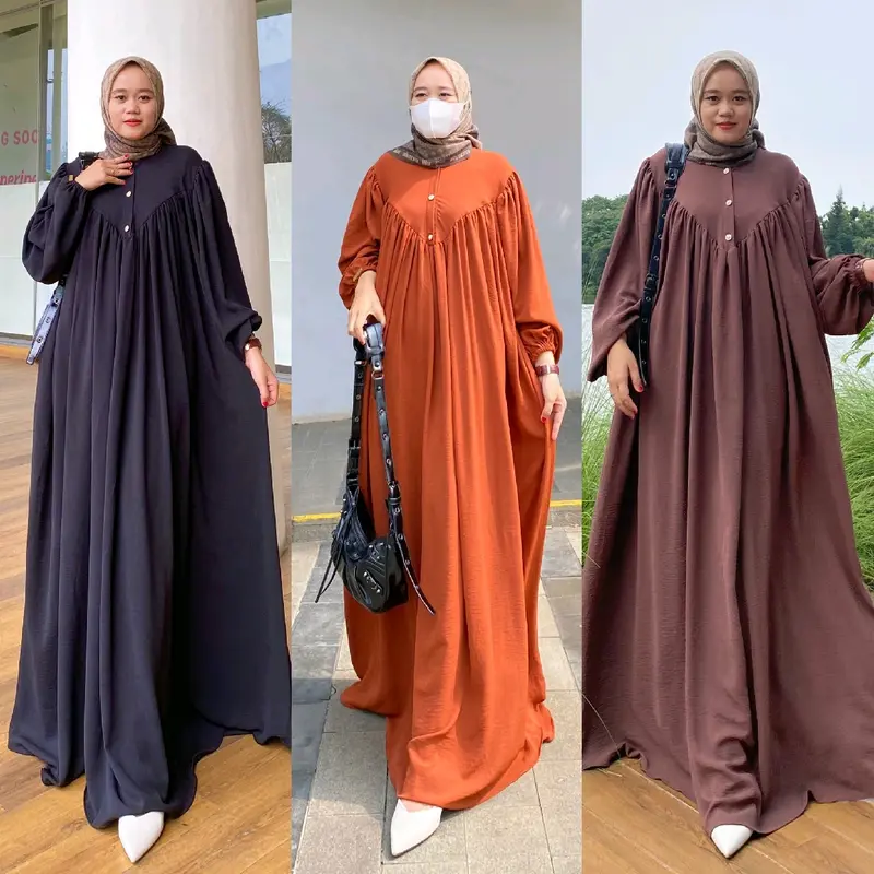 Gamis Abaya Jumbo Ld 130-140 Kualitas Butik Muslim Tangan Balon 5