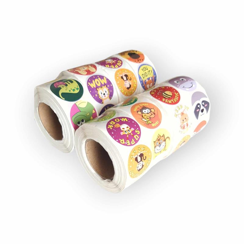 Sticker nhãn dán tròn khen thưởng TRAZ Học sinh tiểu học nhãn dán đầy cảm hứng nhãn dán động vật dễ thương 1