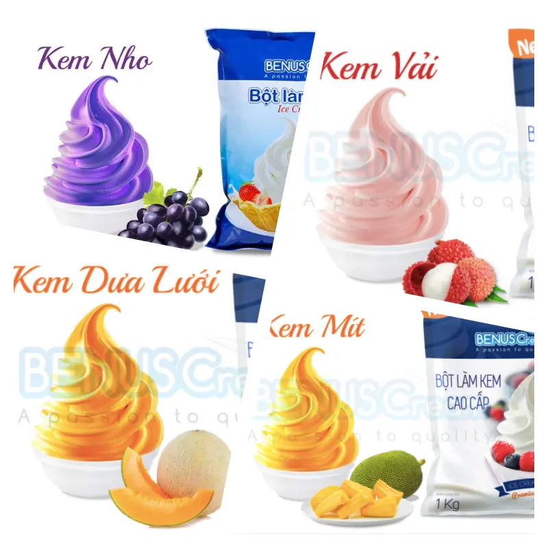 Bột làm kem tươi Cao Cấp hương Phúc Bồn Tử Benus - túi 1kg 3