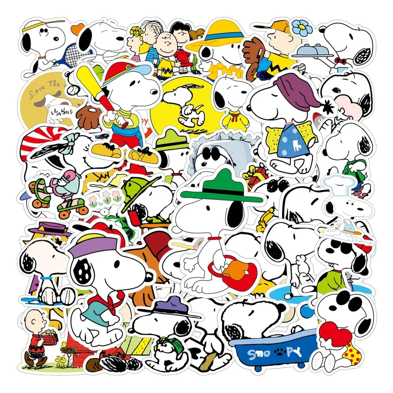 50 Pcs Sticker Snoopy Vinyl Waterproof untuk Tempelan Laptop Tumbler HP Koper DIY [17] 1