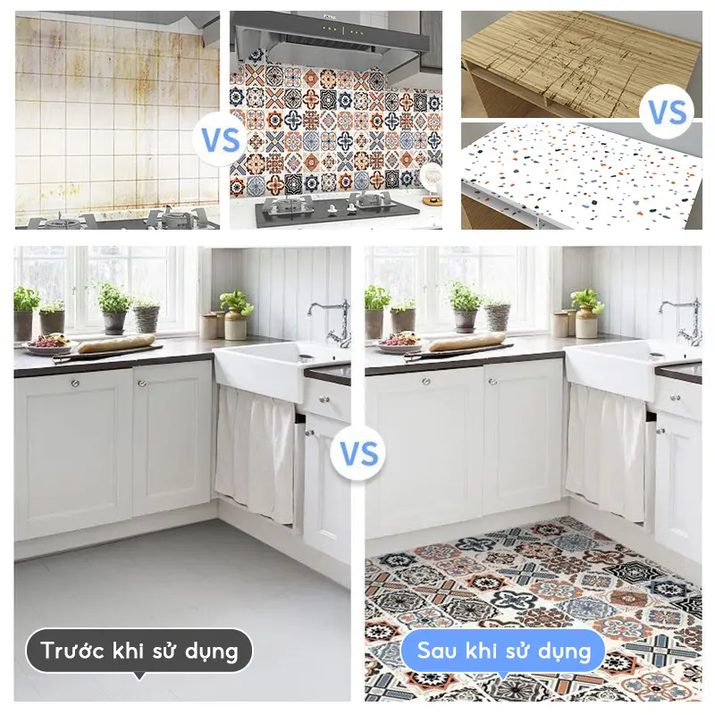 Miếng Dán Sàn Chống Thấm Nước Tự Dính Giả Thảm Giấy Dán Tường DIY Phòng Tắm Phòng Ngủ Văn Phòng Nhà Bếp Ngói 8