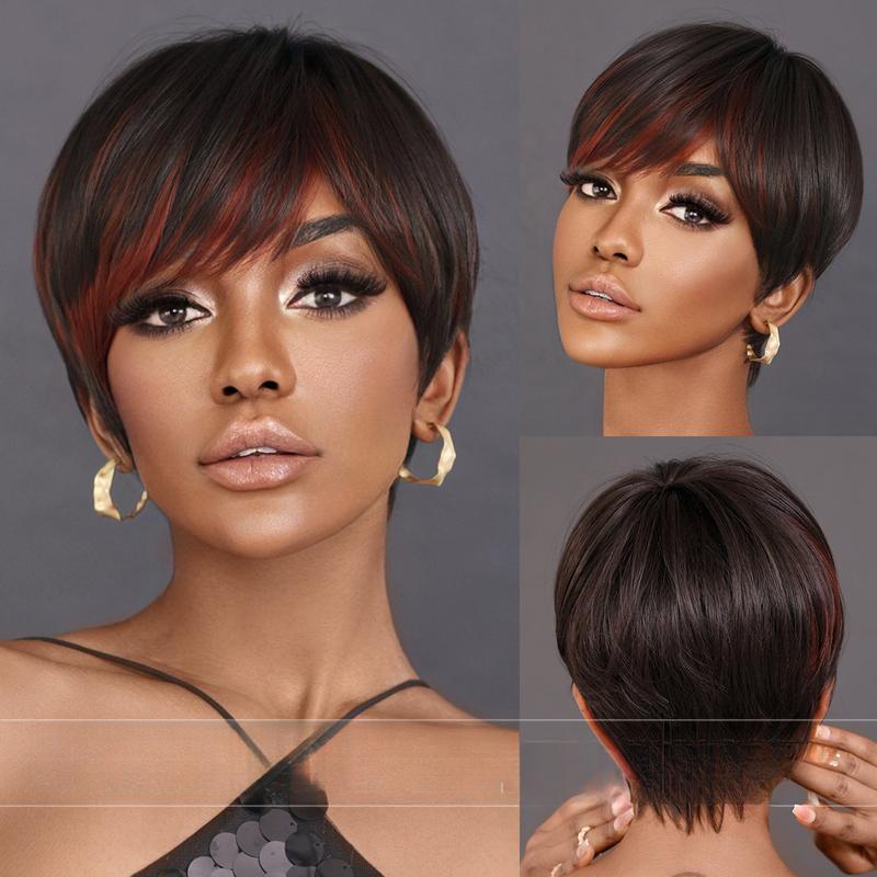 Product Introduction of Elf Cut Wig Female Black Level Short Synthetic Mechanism Chemical Fiber Wig hair  wigs 6