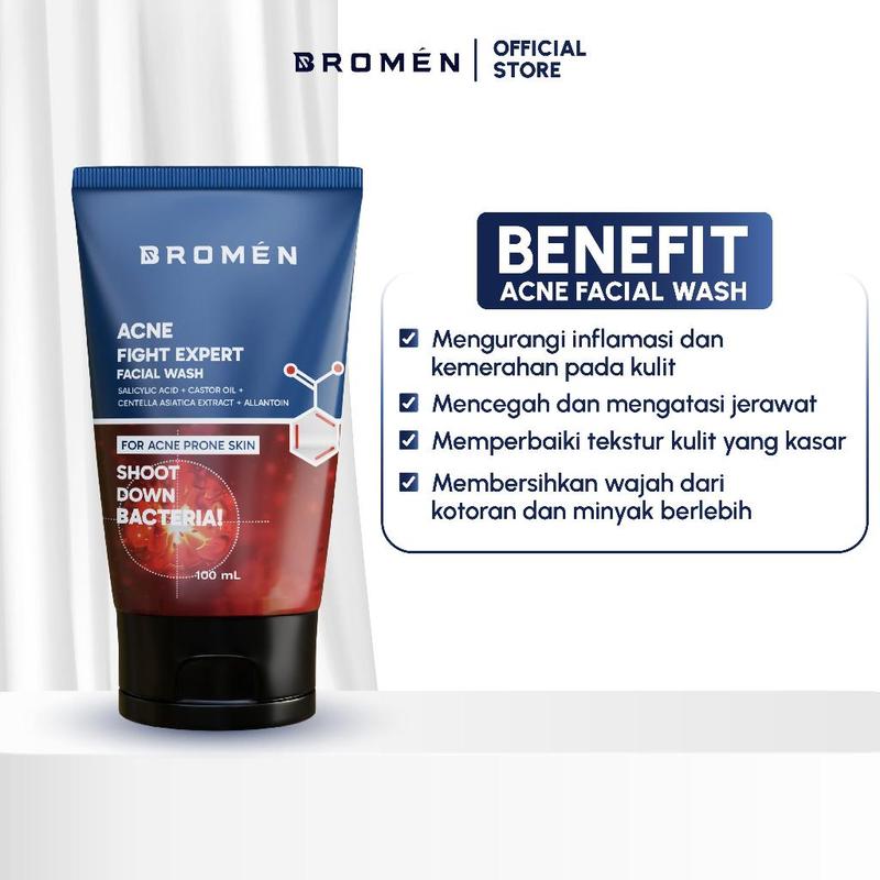 BROMEN ACNE FACIAL WASH - Sabun Cuci Muka Pria Penghilang Jerawat Wajah Perawatan 2