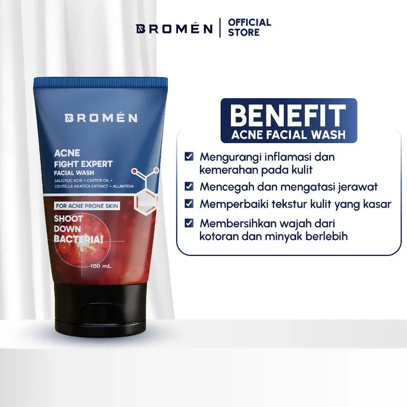 BROMEN ACNE FACIAL WASH - Sabun Cuci Muka Pria Penghilang Jerawat Wajah Perawatan 2