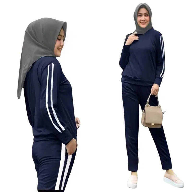 BMF2  Setelan Training Marcela XL, XXL, 3XL/ Baju Olahraga Wanita /Setelan Senam Wanita / Training Wanita Celana Kaos Muslim Panjang 0