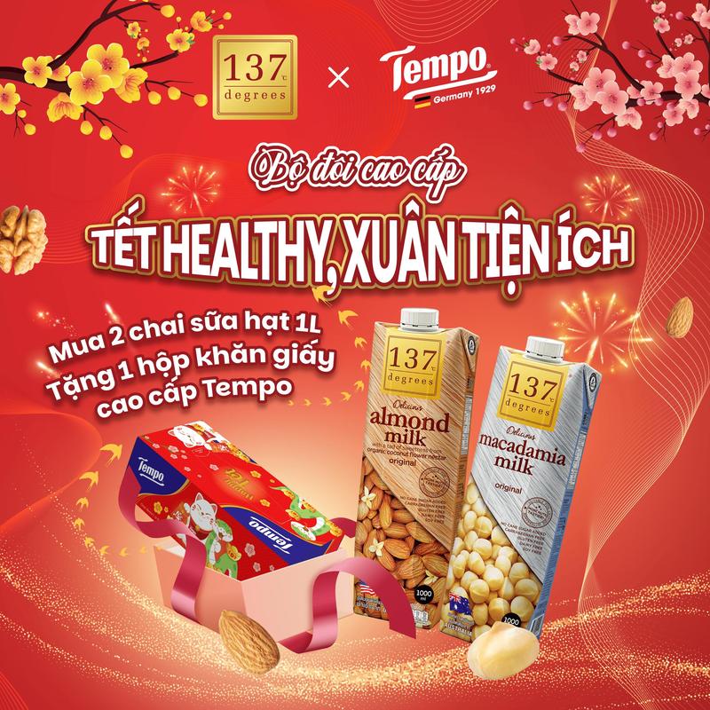 [MUA 2 HỘP TẶNG 1 HỘP KHĂN GIẤY TẾT TEMPO] Sữa Hạt Hạnh Nhân 137 Degrees 1L Chính Hãng Thái Lan Healthy Dinh Dưỡng, Không Đường