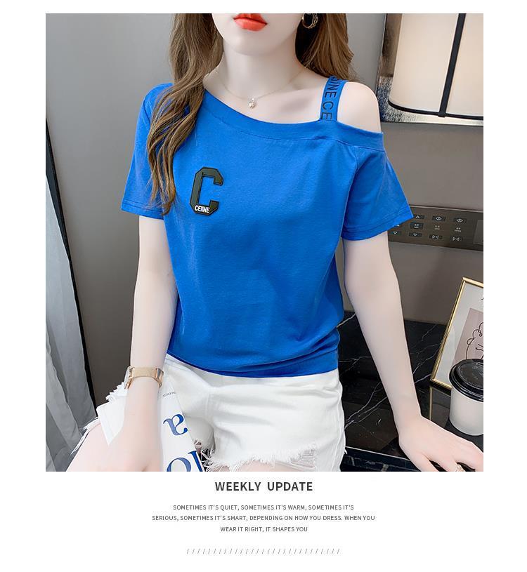 Product Introduction of Áo Phông Cotton Ngắn Tay, Nữ Và Cô Gái Nóng Bỏng, Trang Phục Mùa Hè, Phong Cách Hồng Kông, Ins, Dễ Thương Và Gợi Cảm, Sling, Trễ Vai, Cổ Áo Rộng Rãi, Áo Trễ Vai, Thời Trang 29