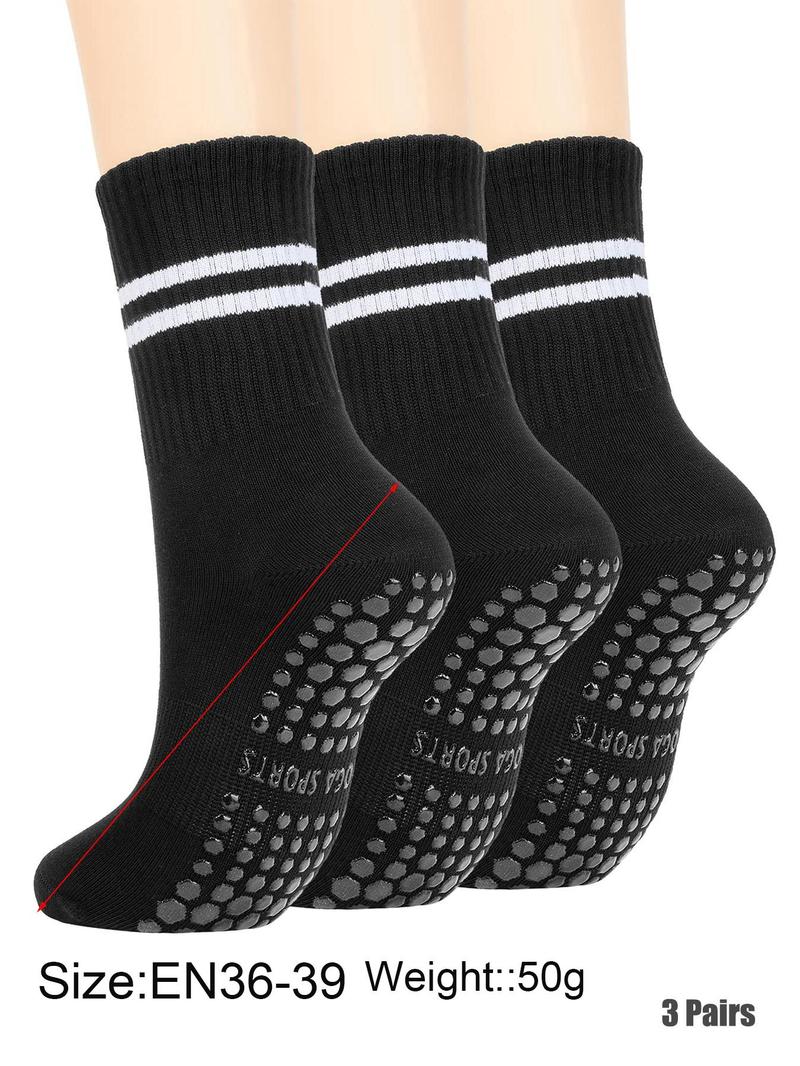 Product Introduction of Women's Two-Striped Print Non Slip Sports Socks, Breathable Comfortable Sports Socks for Yoga Gym Workout, Women's Socks for Fall & Winter 7