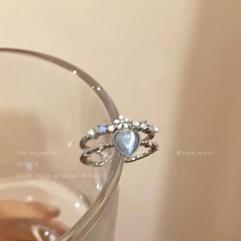 Product Introduction of 3 Pcs/set Y2K Purple Color Heart Zircon Rings for Women Fashion Retro Gothic Shiny Queen Ring 2024 Hot Party Gifts Lucky Jewelry 4