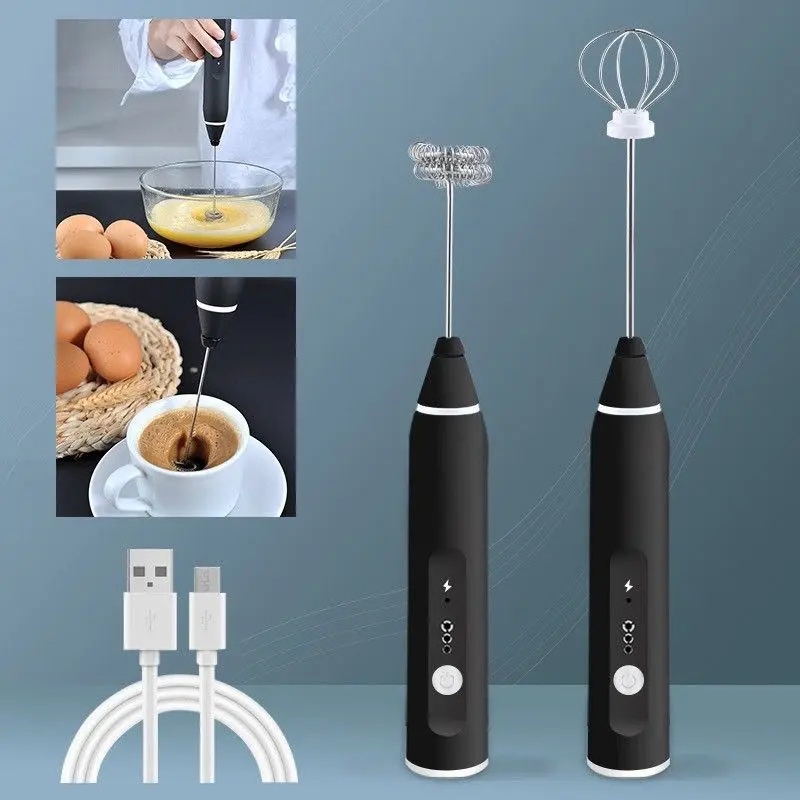 Máy Đánh Trứng, Tạo Bọt Cafe Thiết Kế Nhỏ Gọn Với 3 Tốc Độ Khuấy, Máy Được Sạc Tích Điện Rất Tiện Dụng Máy Tạo Bọt Máy Đánh Bọt