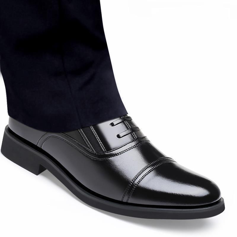 Product Introduction of Experimental Leather Shoes Round Head Breathable Formal Fashion Simple Business Style For Men 7