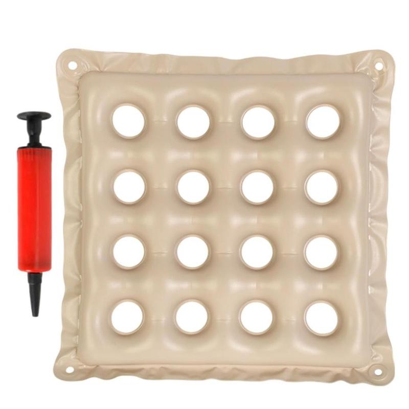 Inflatable Chair Pad 16 Hole Anti-Decubitus Washable Breathable with Inflatable Pump PVC Good Air Tightness Relax for Household Car Adult 6