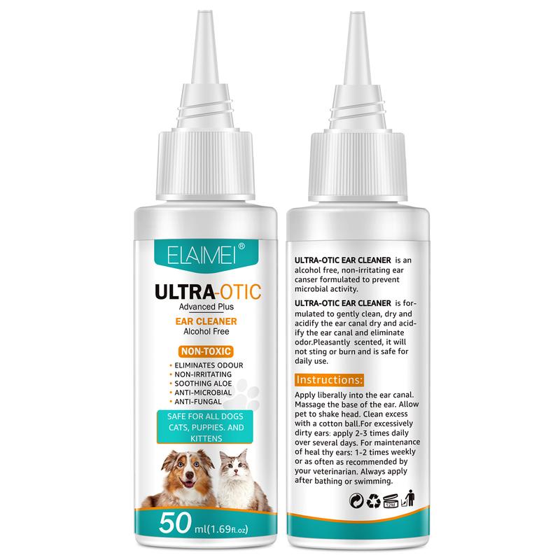 [Ready Stock & Cod] Elaimei Pet Ear Cleaning Liquid Ear Mite Removal Child Meatus Acusticus Cleaning for Cats and Dogs Ear Cleaning Liquid 50ml 3