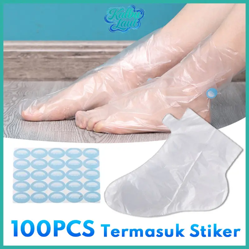 100pcs Moisturizing Foot Cover Plastik PE SPA Pedicure Perawatan Kaki Anti Kering