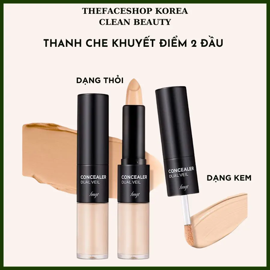 Kem che khuyết điểm 2 đầu THEFACESHOP Concealer Dual Veil