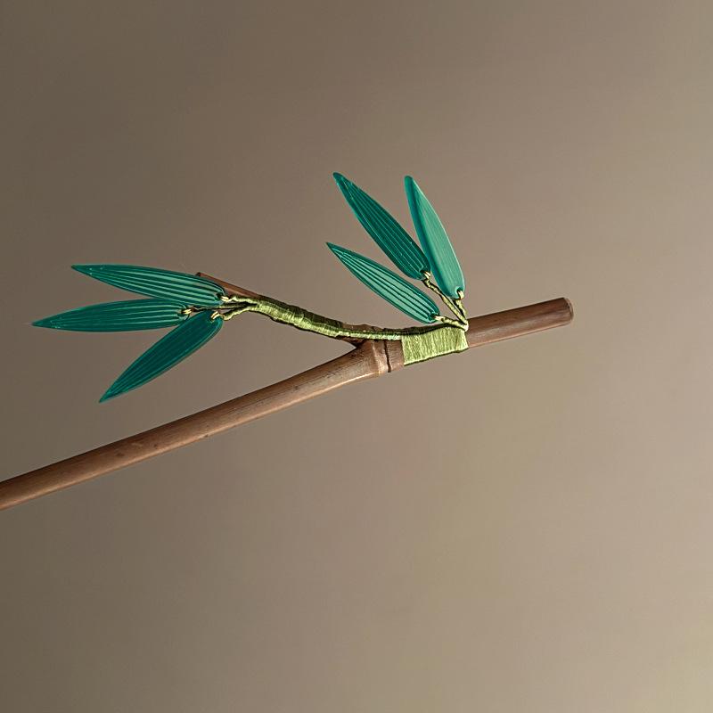 Product Introduction of New Chinese Style Simple Bamboo Leaf Artificial Wood Hairpin Small Niche Ancient Style Accessories Hair Stick Fresh High-end Hair Accessories for Women 10