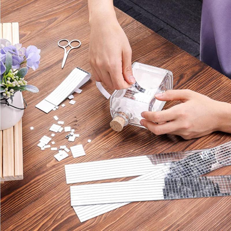Product Introduction of Self-adhesive Mosaic Mirror Sticker, 1 Roll Creative Decoration Mirror Sticker, DIY Decorative Sticker for Home Living Room Bedroom, Ornaments 5