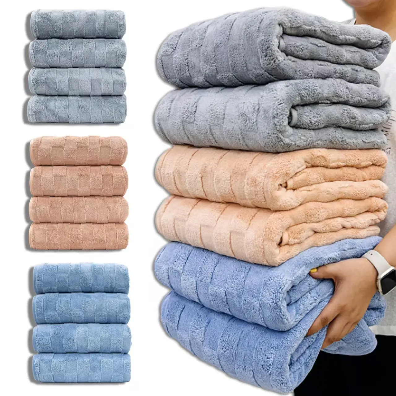 Coral Fleece Large Bath Towel Set of Four Wholesale for Adults Home Use Thickened Taffeta Large Bath Towel 90*180
