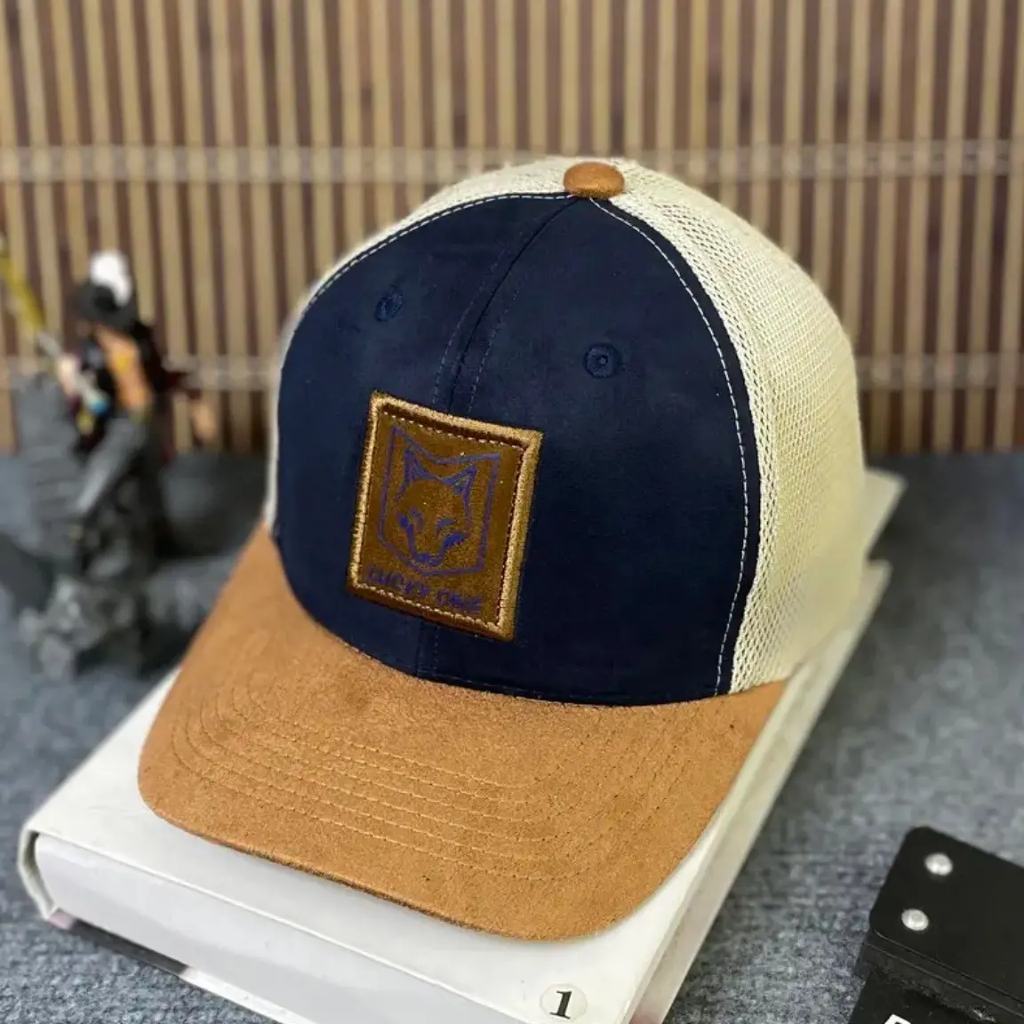 Nón Mũ Kết Thêu Logo Sói  Phối Lưới Cotton Hat Kaki Cap