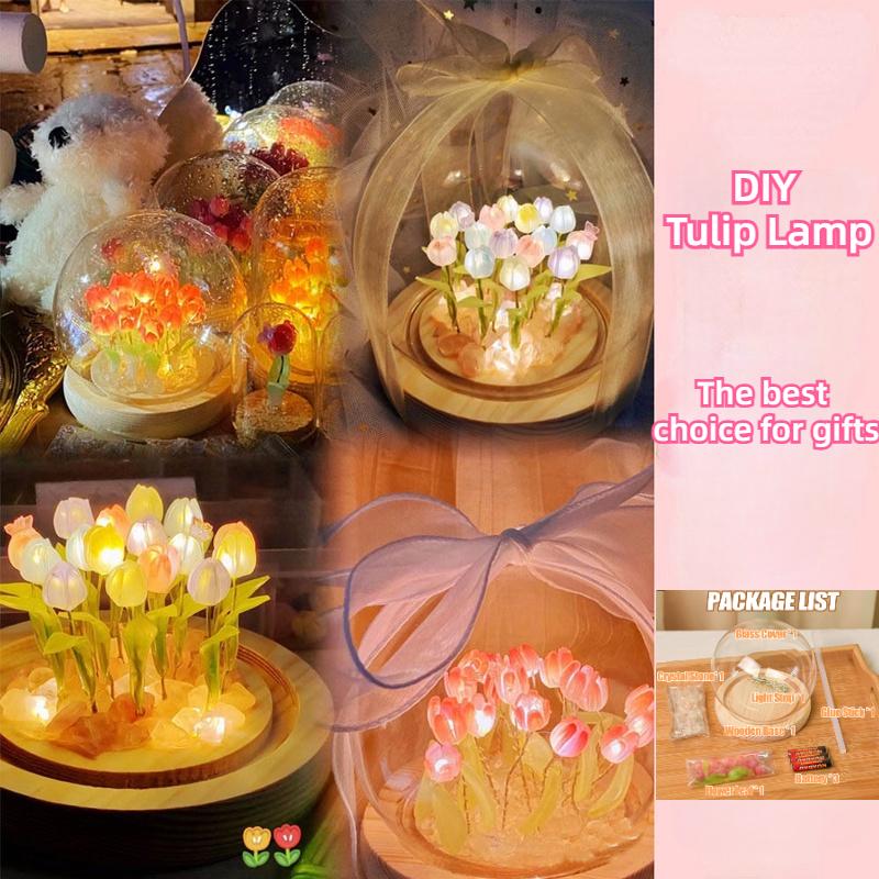 Đèn Ngủ Hoa Tulip Nhân Tạo, 16 Bông Hoa Tulip, Đồ Trang Trí Đèn Ngủ, Thủ Công, Đèn Ngủ LED Đầu Giường Tự Làm, Trang Trí Bàn Phòng Ngủ, Quà Tặng Sinh Nhật, Đèn Bàn