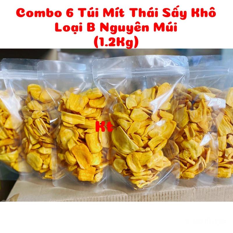 Combo 6 Túi Mít Sấy Khô Loại B Nguyên Múi (1.2Kg) Có một ít múi vỡ - đóng gói bằng túi zipper trong suốt Ăn Vặt