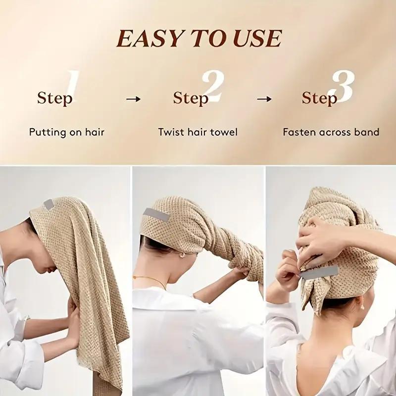 Large Hair Towel, 1 Count Soft & Skin Friendly Hair Drying Towel, Highly Absorbent Hair Towel for Bathroom, Bathroom Supplies 3