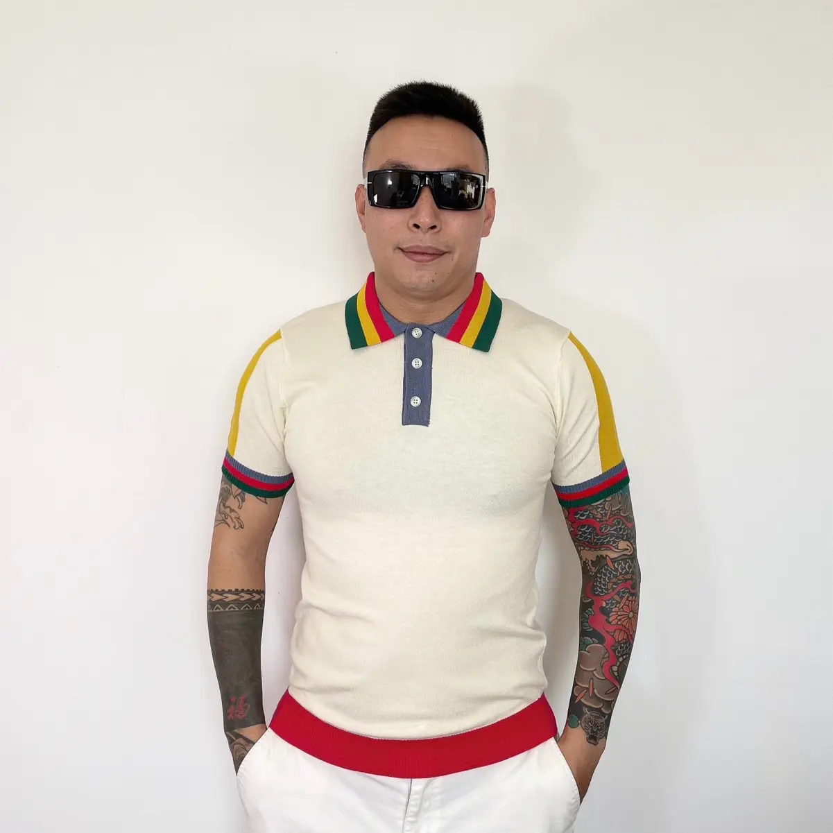 Polo nam phối cổ - xanh - vàng - đỏ ( ae nhớ xem bảng size