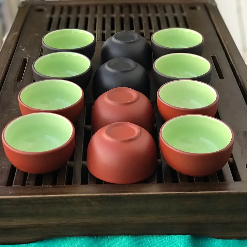 Bộ 6 chén uống trà bán lẻ - sản phẩm gốm Bát Tràng - 2 màu sắc gốm nâu đỏ và gốm đen khaytra 8
