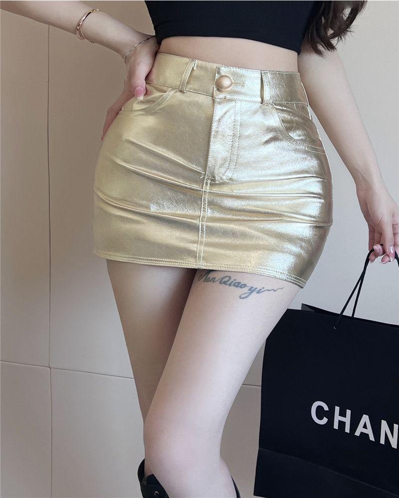 Product Introduction of Váy Da PU, Màu Bạc Dành Cho Nữ, Mùa Thu Và Mùa Đông, Cạp Cao, Mỏng Vừa Vặn, Váy Cô Gái Nóng Bỏng, Váy Bodycon Nhỏ Hàng Mới Về Năm 2024 11