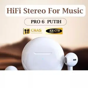 ￼ ￼Pro 6 TWS Bluetooth Headset with Microphone HiFi Stereo Earbud Bluetooth Headset Sports Waterproof