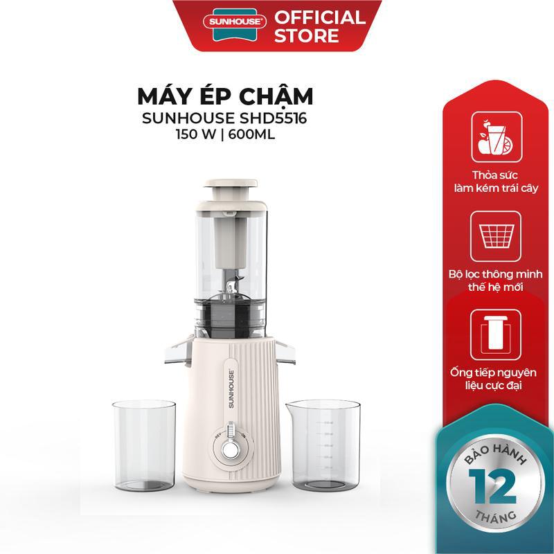 Máy ép chậm Sunhouse SHD5516 - Dung tích 600ml - Làm được kem, lưỡi cắt vượt trội - Ống tiếp nguyên liệu lớn 103mm