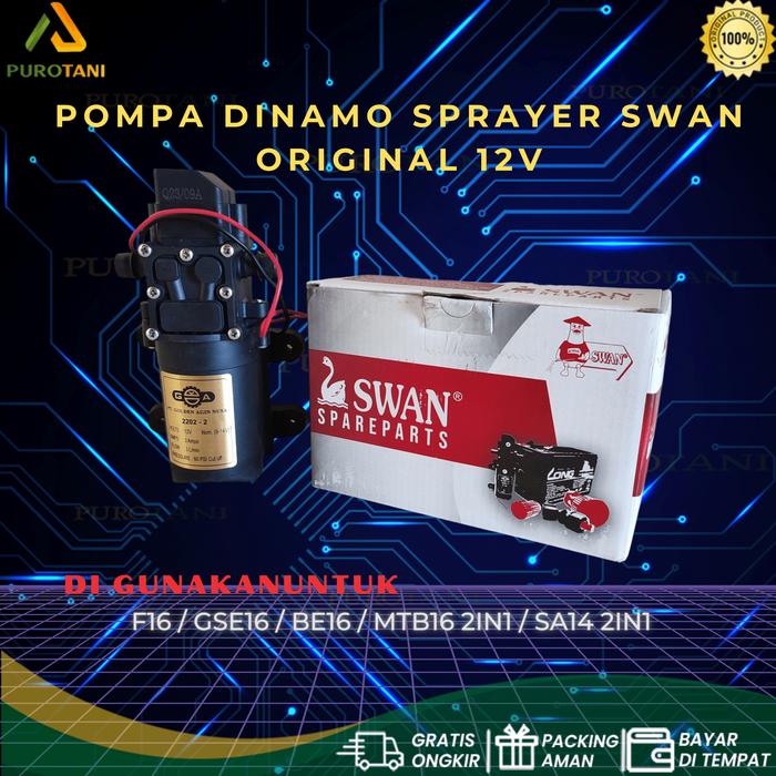 Gambar Dinamo Tangki Semprot sprayer swan F-16 GSE-16 BE-16 elektrik 12V Gold dari PUROTANI.ID Kab. Purworejo Tokopedia