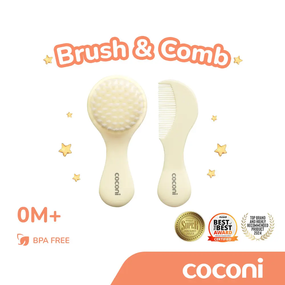 COCONI Baby Comb & Hair Brush | Sisir Sikat Rambut Bayi 2 Pcs